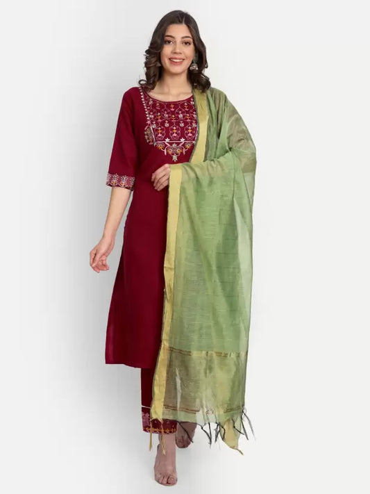 Women Kurta and Palazzo Set Cotton Blend