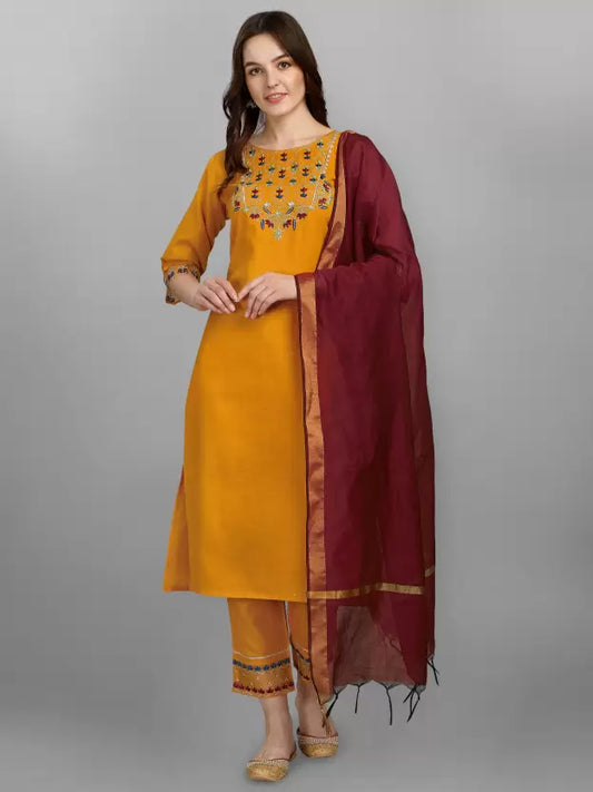 Women Kurta and Palazzo Set Cotton Blend