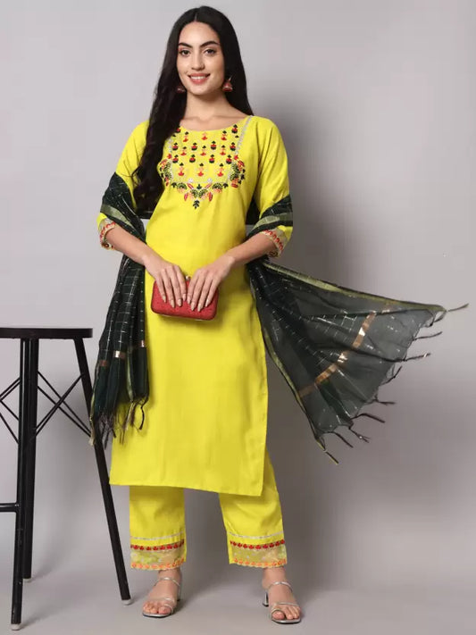 Women Kurta and Palazzo Set Cotton Blend