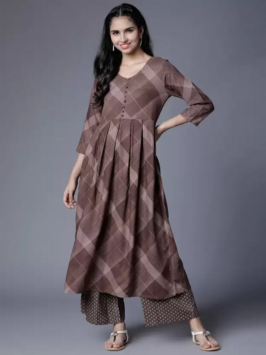 Women Kurta and Palazzo Set Cotton Rayon