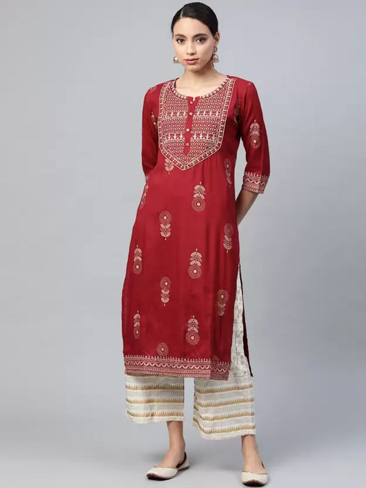 Women Kurta and Palazzo Set Viscose Rayon