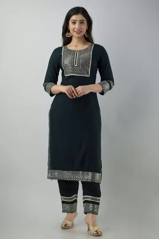 Women Kurta and Palazzo Set Viscose Rayon