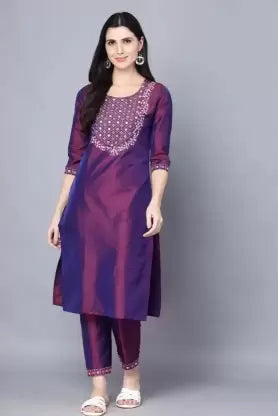 Women Purple Kurta and Pant Set