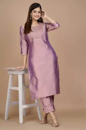 Women Purple Kurta and Pant Set