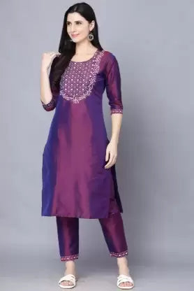 Women Purple Kurta and Pant Set