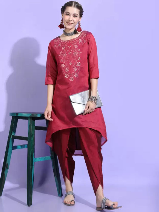 Women Kurta and Pant Set Cotton Blend