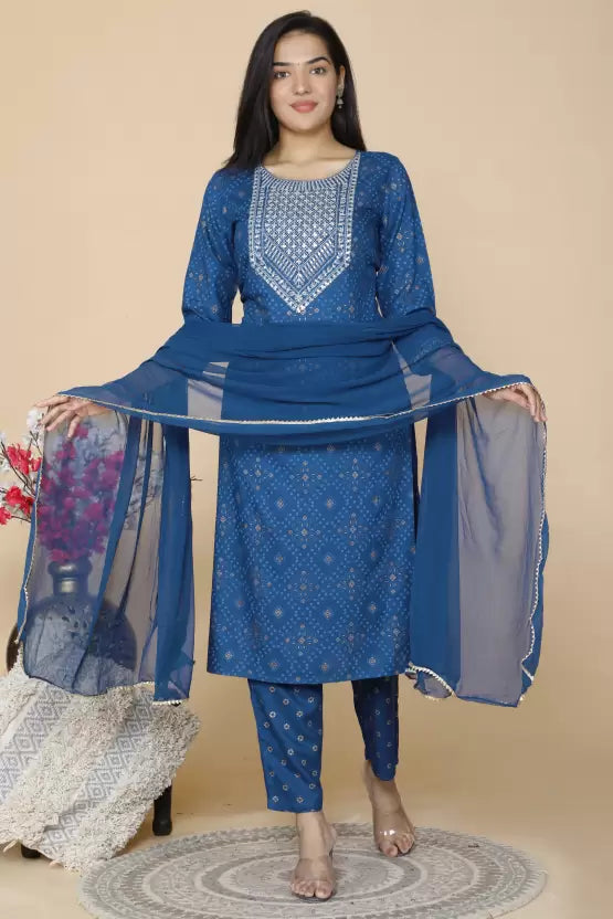 Women Kurta and Pant Set Viscose Rayon