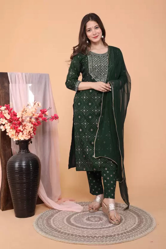 Women Kurta and Pant Set Viscose Rayon