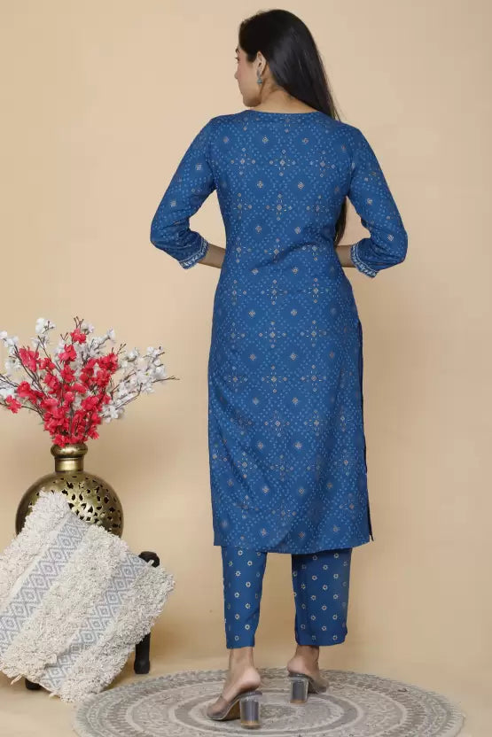 Women Kurta and Pant Set Viscose Rayon