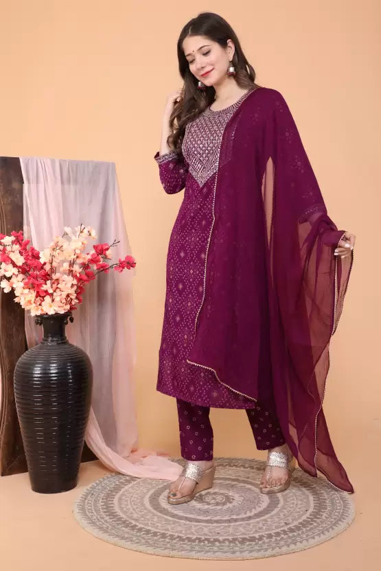 Women Kurta and Pant Set Viscose Rayon