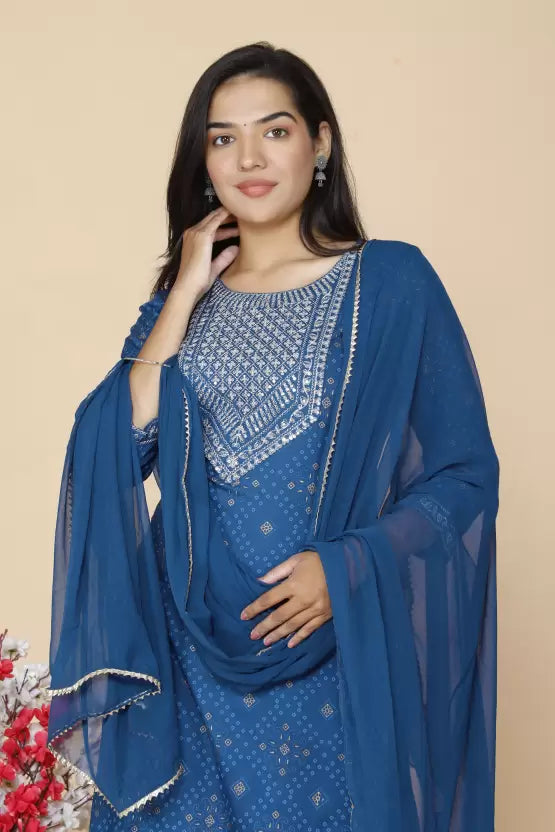 Women Kurta and Pant Set Viscose Rayon