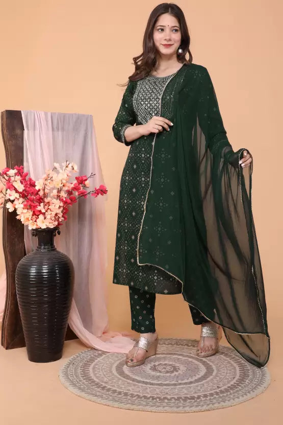 Women Kurta and Pant Set Viscose Rayon