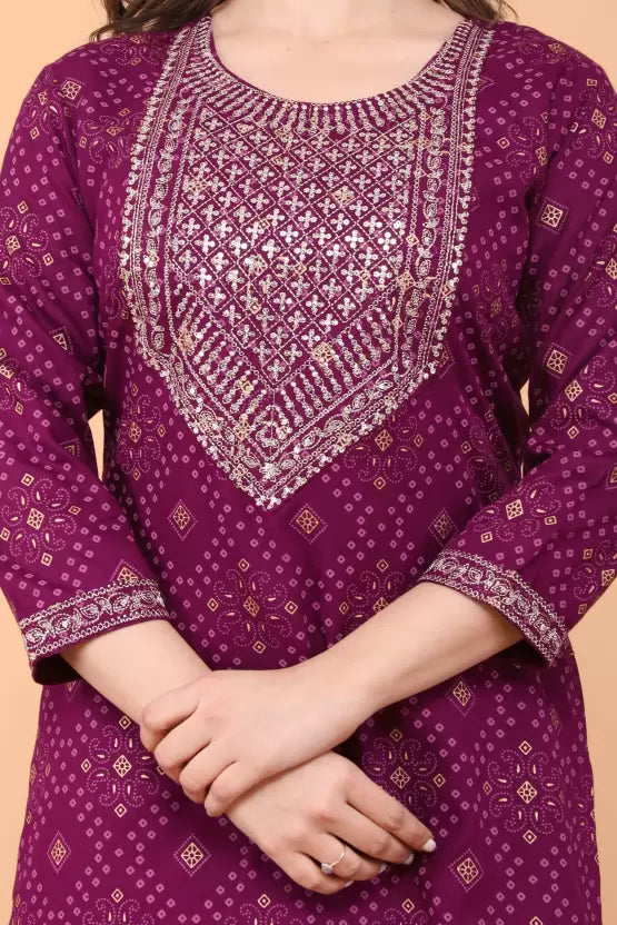 Women Kurta and Pant Set Viscose Rayon