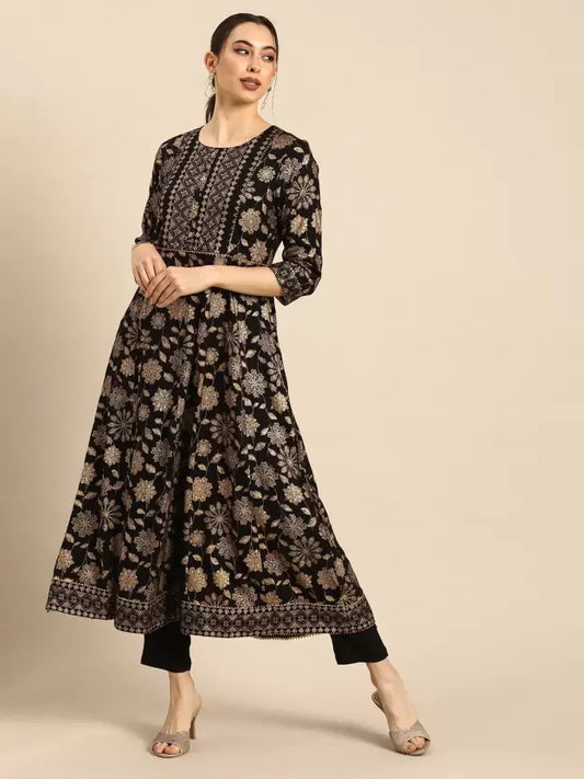 Women Kurta and Trousers Set Viscose Rayon