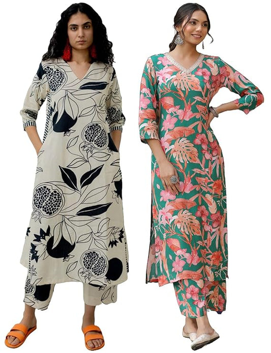 Women Kurta with Pant Pack pack of 2 (Bundle of 2)