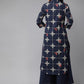 Women Navy Blue & Beige Printed Kurta with Palazzos