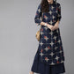 Women Navy Blue & Beige Printed Kurta with Palazzos