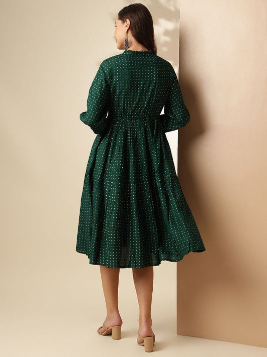 Women Polka Dot Printed Fit & Flare Midi Dress
