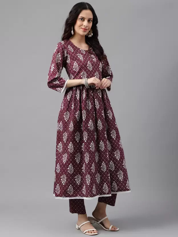 Women Pure Cotton Kurta Palazzo Dupatta Set