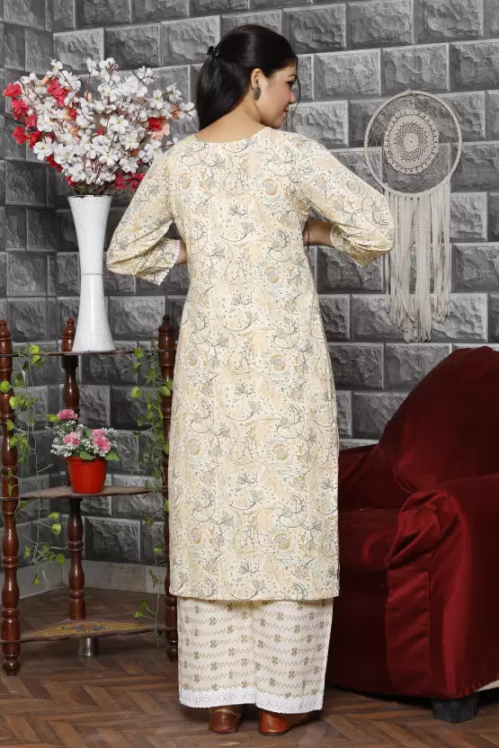 Women Pure Cotton Kurta Palazzo Dupatta Set