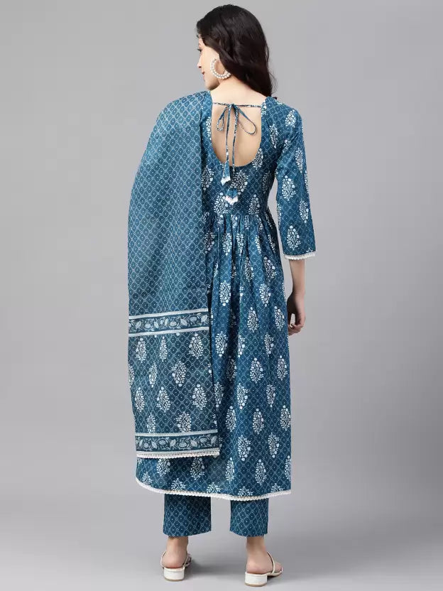 Women Pure Cotton Kurta Palazzo Dupatta Set