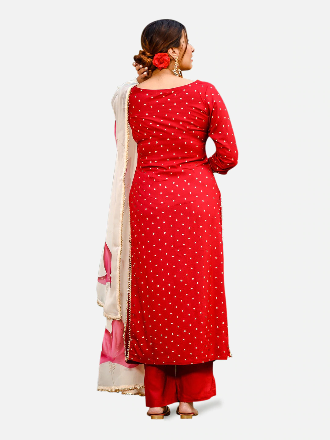 Women Red & Golden Printed Kurta Set