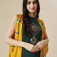 Women Silk Blend Crop Top Palazzo Ethnic Jacket Set