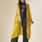 Women Silk Blend Crop Top Palazzo Ethnic Jacket Set