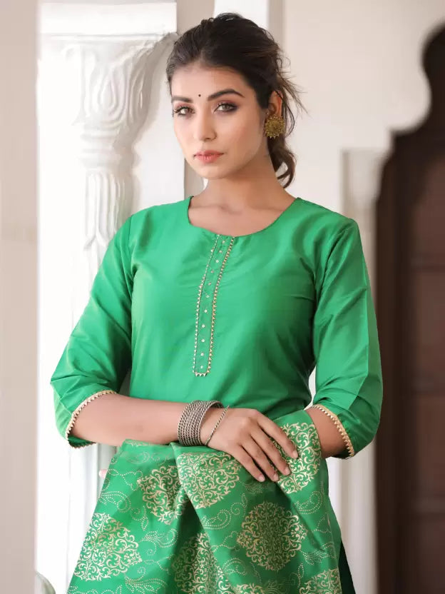 Women Silk Blend Kurta Palazzo Set