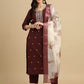 Women Silk Blend Kurta Pant Dupatta Set