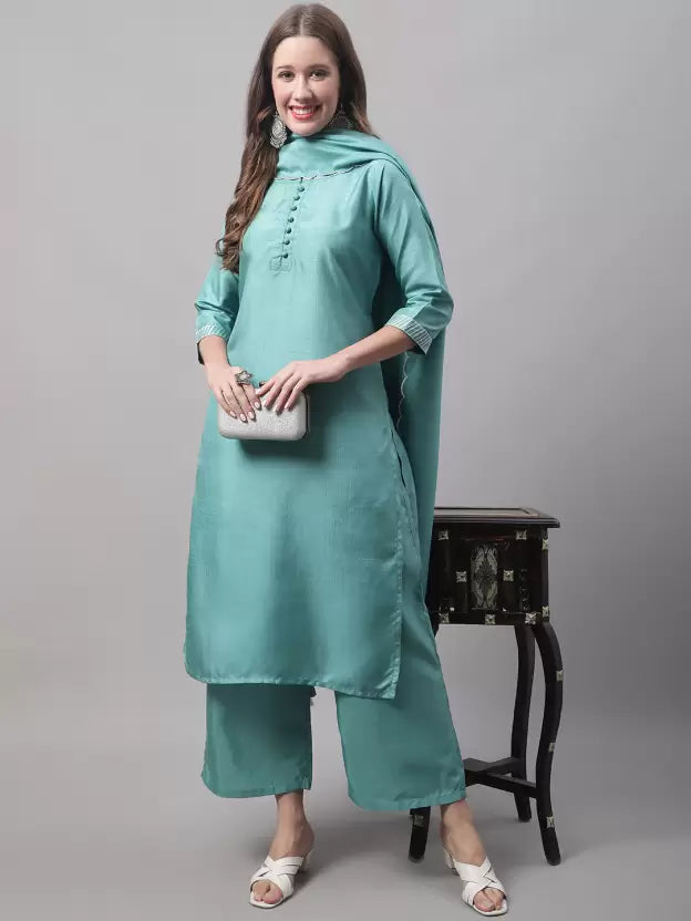 Women Silk Blend Kurta and Palazzo Set