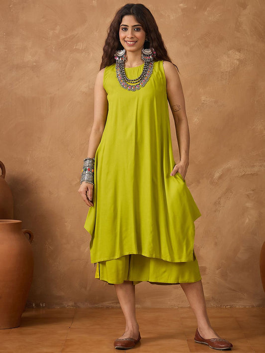 Women Solid Kurta with Palazzo - Amy's Cart