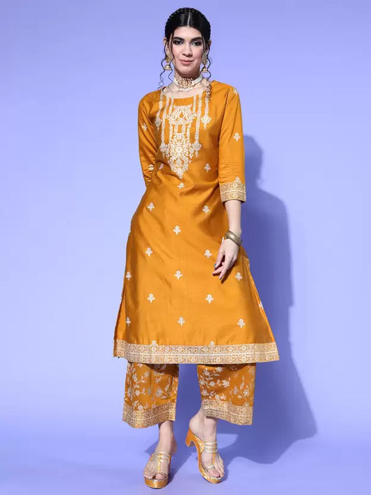 Women Viscose Rayon Kurta Palazzo Set