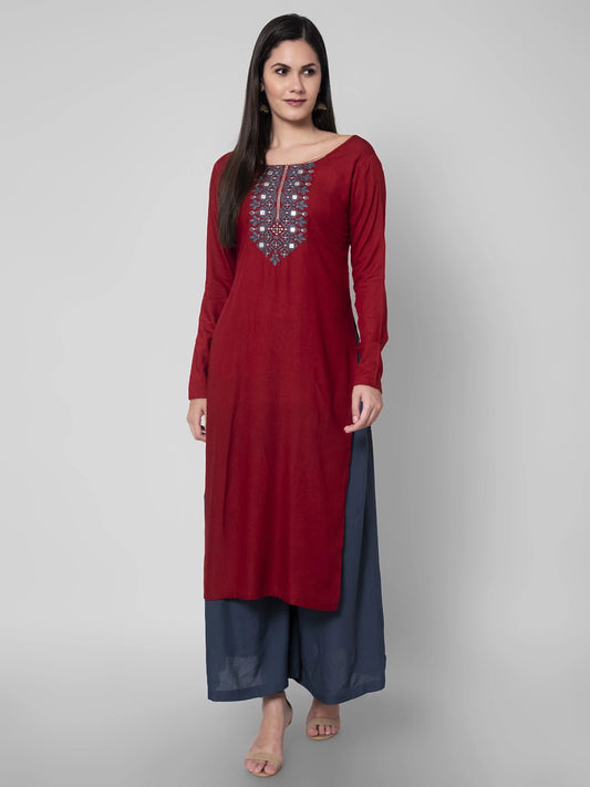 Women Viscose Rayon Kurta Palazzo Set