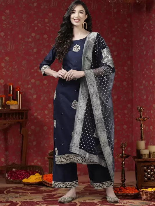 Women Viscose Rayon Kurta Palazzo Set