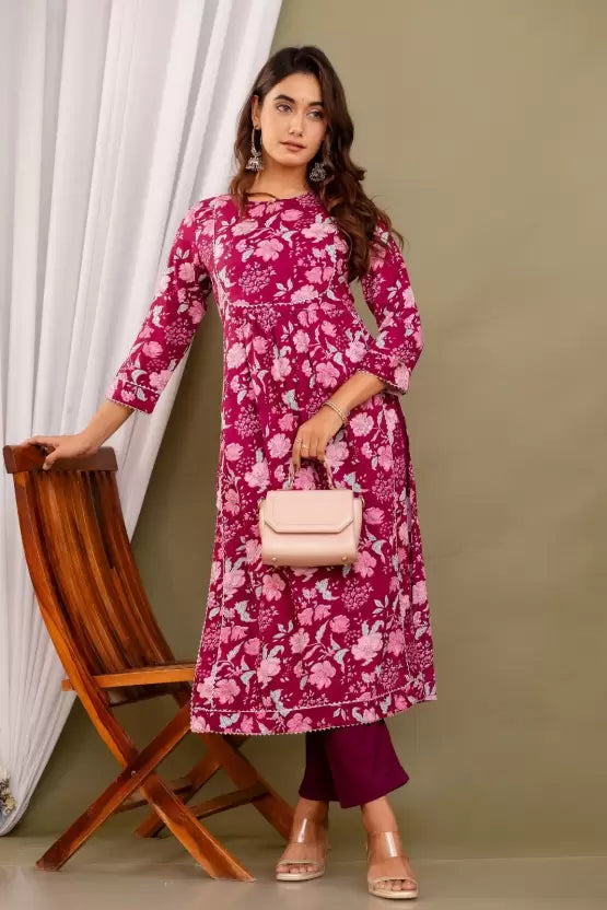 Women Viscose Rayon Kurta Palazzo Set