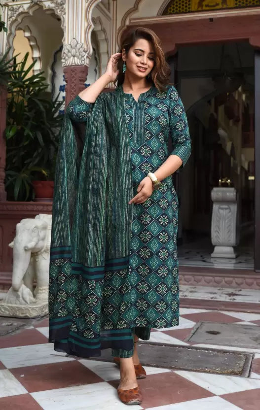Women Viscose Rayon Kurta Pant Dupatta Set