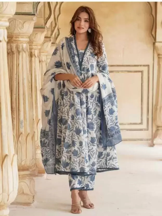 Women Viscose Rayon Kurta Pant Dupatta Set