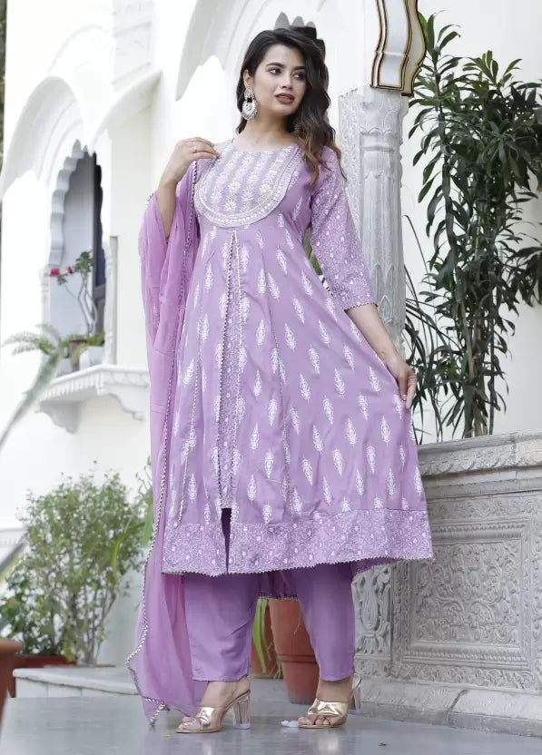 Women Viscose Rayon Kurta Pant Dupatta Set