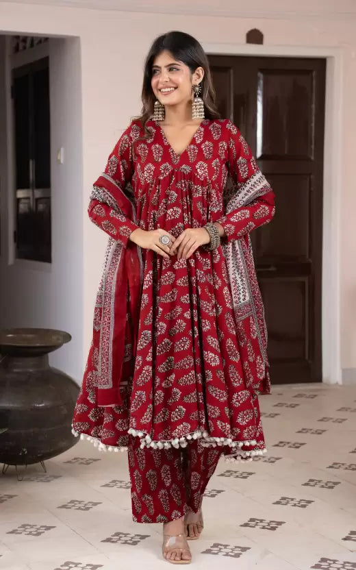 Women Viscose Rayon Kurta Pant Dupatta Set