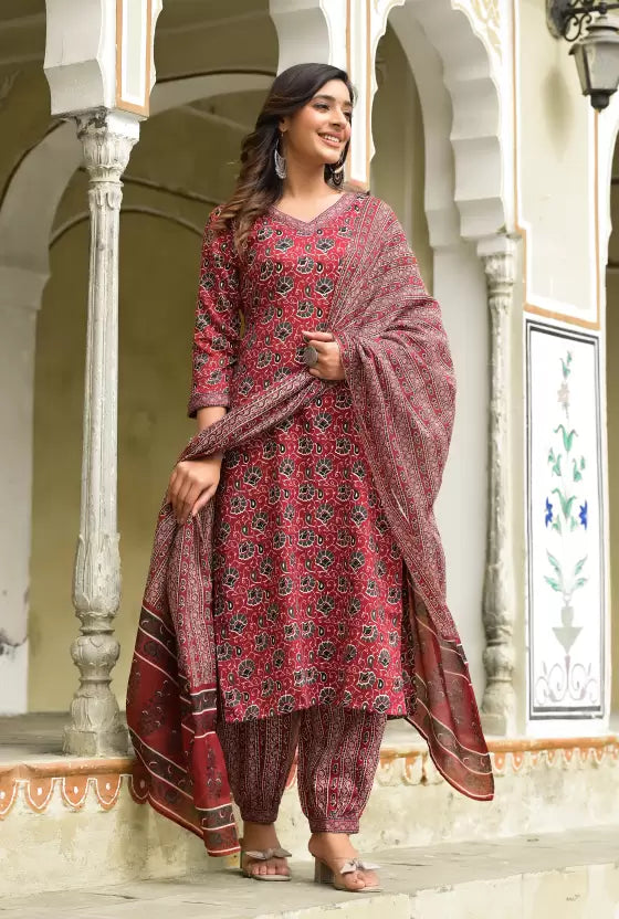 Women Viscose Rayon Kurta Pant Dupatta Set