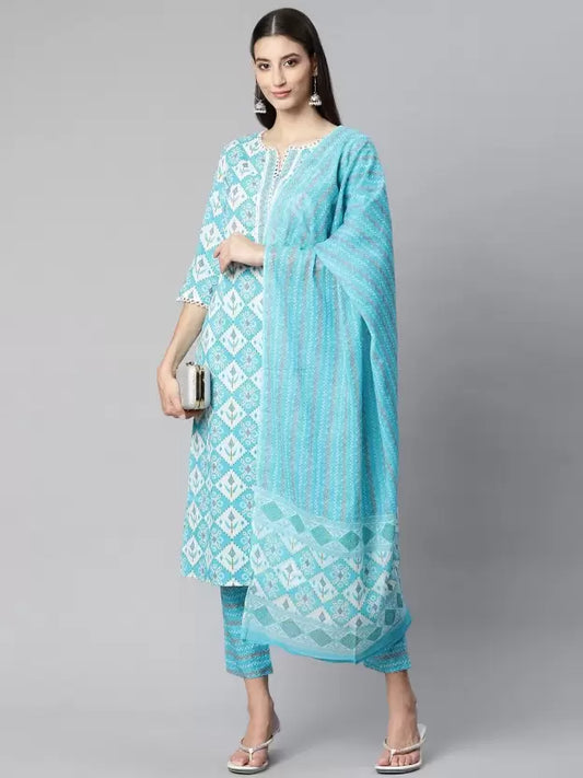 Women Viscose Rayon Kurta Pant Dupatta Set