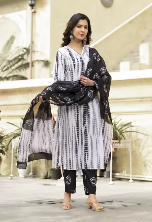 Women Viscose Rayon Kurta Pant Dupatta Set