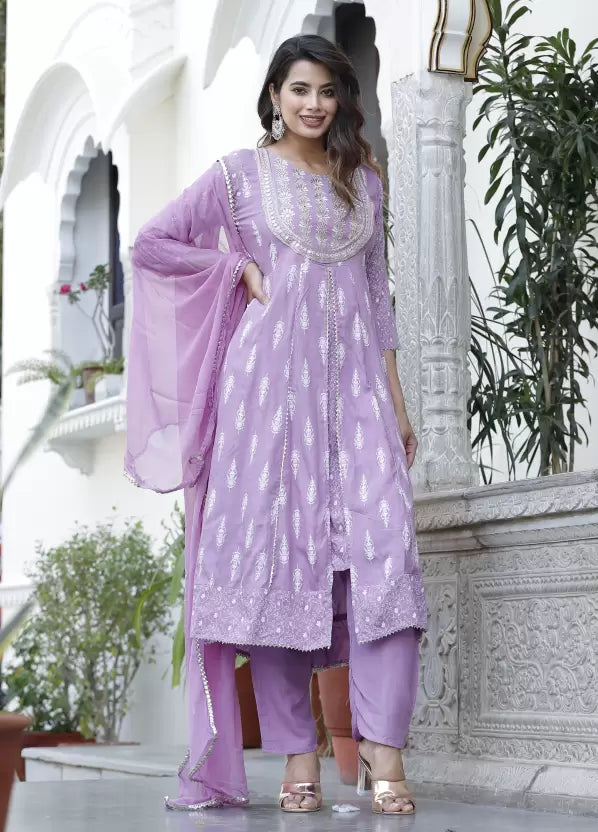 Women Viscose Rayon Kurta Pant Dupatta Set