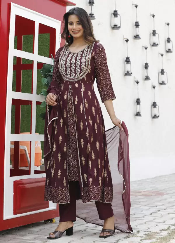 Women Viscose Rayon Kurta Pant Dupatta Set