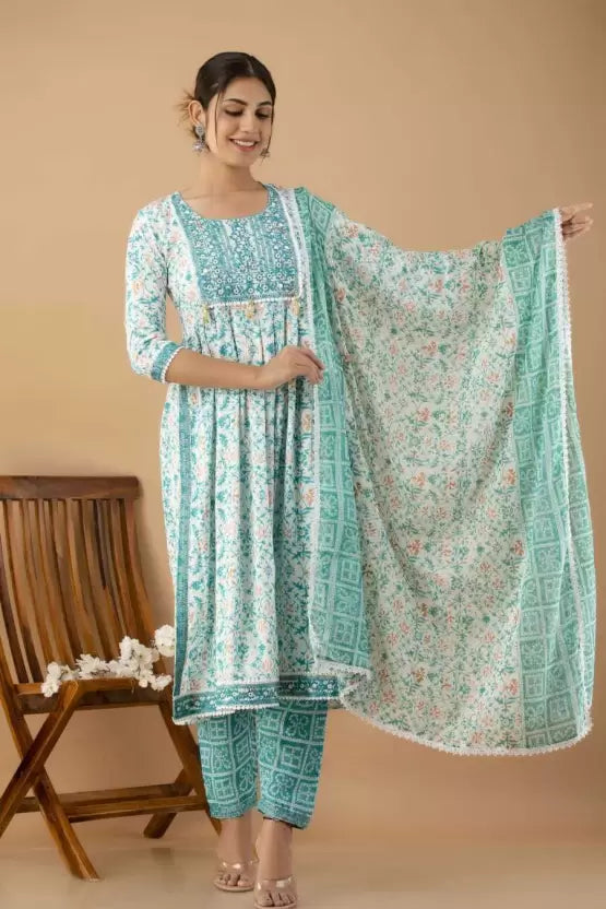 Women Viscose Rayon Kurta Pant Dupatta Set