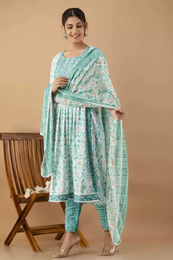 Women Viscose Rayon Kurta Pant Dupatta Set