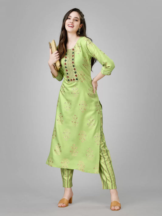 Women Viscose Rayon Kurta Pant Set