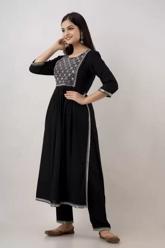 Women Viscose Rayon Kurta Pant Set