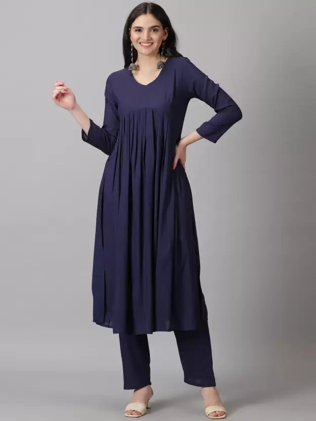 Women Viscose Rayon Kurta Pant Set